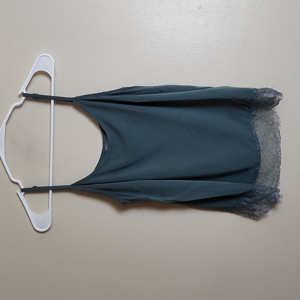 Vero Moda Sage Green Tank with Lace Bottom - Picture 1 of 5
